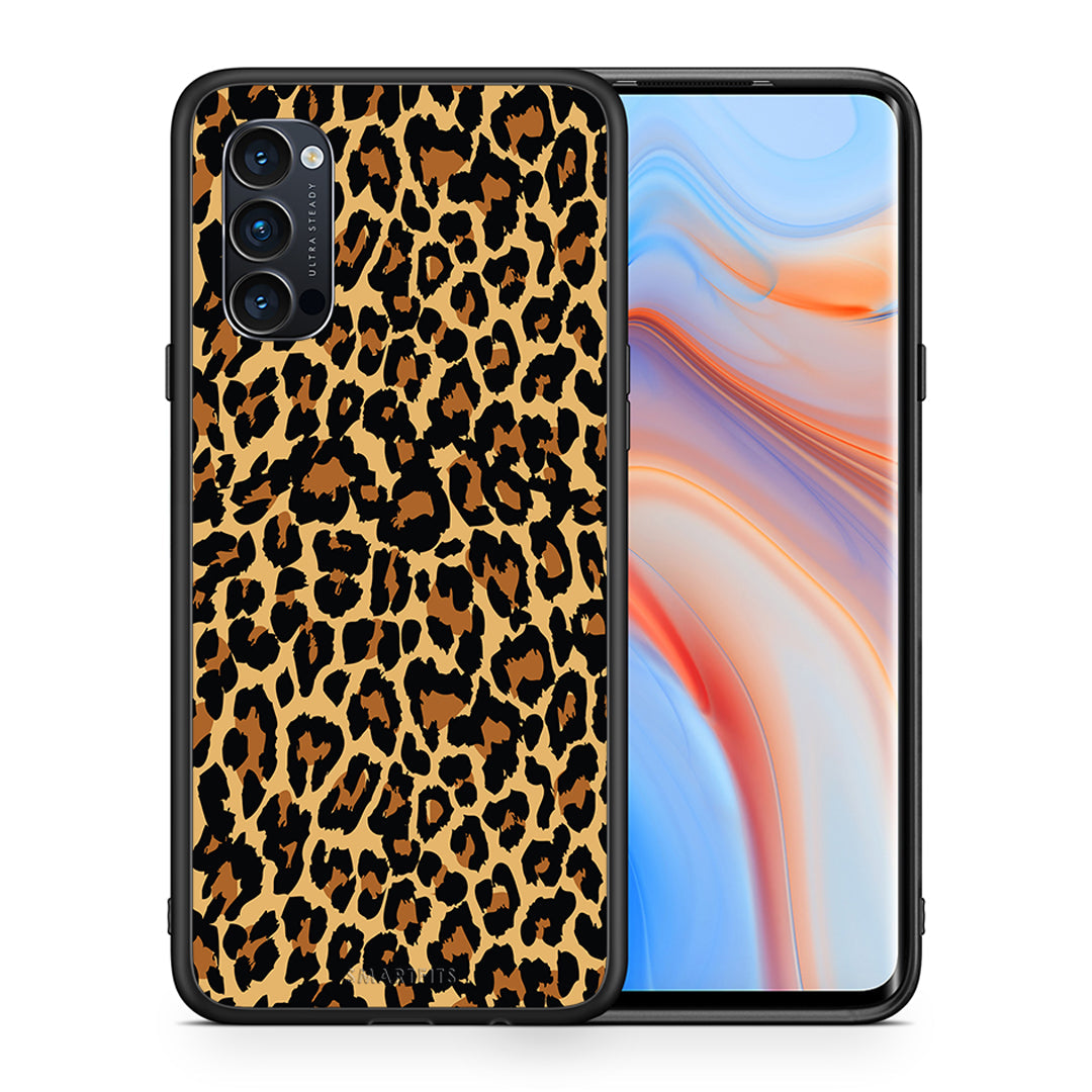 Θήκη Oppo Reno4 Pro 5G Leopard Animal από τη Smartfits με σχέδιο στο πίσω μέρος και μαύρο περίβλημα | Oppo Reno4 Pro 5G Leopard Animal case with colorful back and black bezels