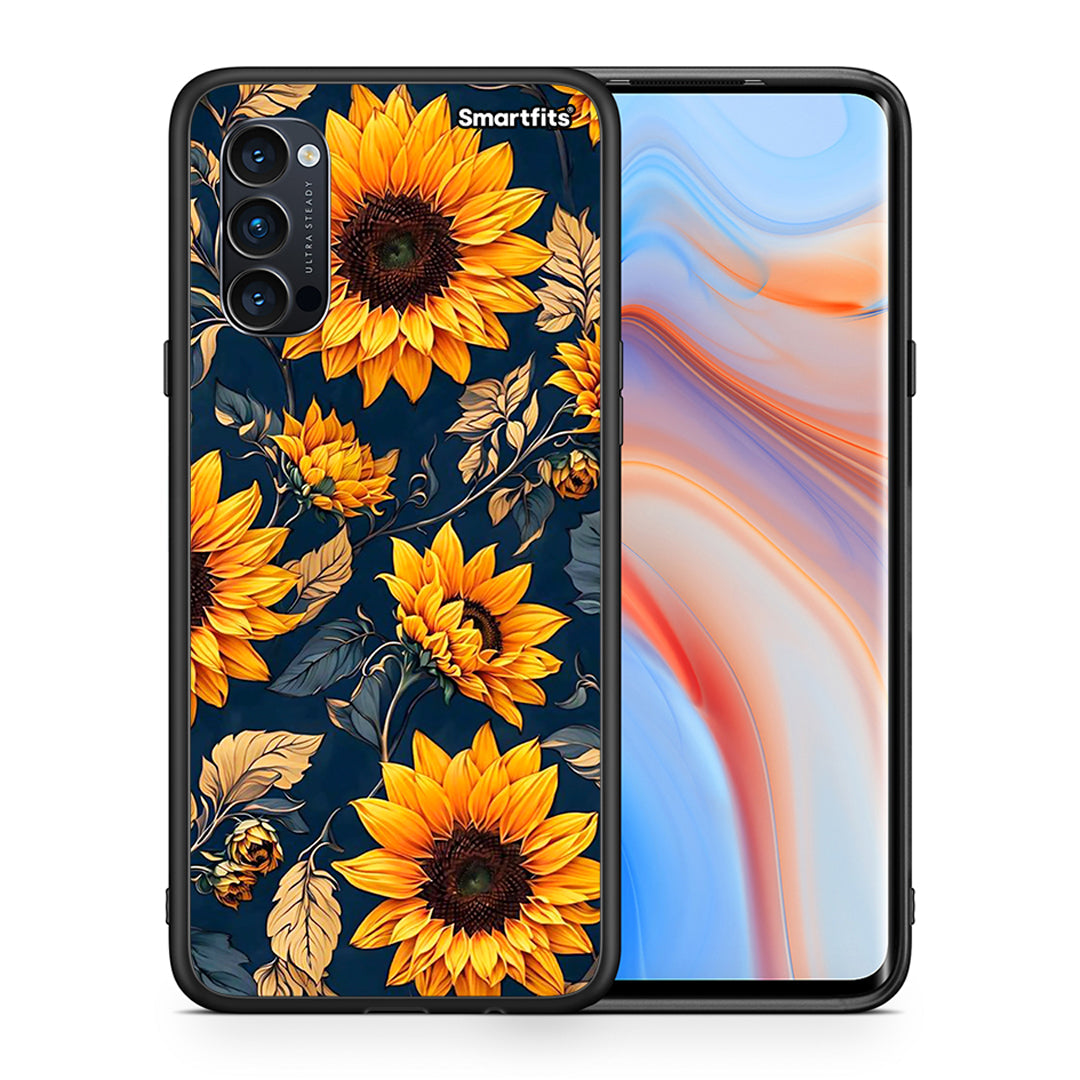 Θήκη Oppo Reno4 Pro 5G Autumn Sunflowers από τη Smartfits με σχέδιο στο πίσω μέρος και μαύρο περίβλημα | Oppo Reno4 Pro 5G Autumn Sunflowers case with colorful back and black bezels