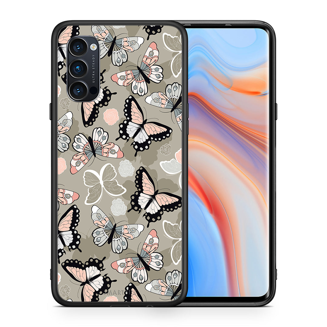 Θήκη Oppo Reno4 Pro 5G Butterflies Boho από τη Smartfits με σχέδιο στο πίσω μέρος και μαύρο περίβλημα | Oppo Reno4 Pro 5G Butterflies Boho case with colorful back and black bezels