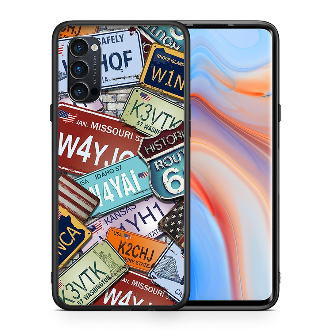 Θήκη Oppo Reno4 Pro 5G Car Plates από τη Smartfits με σχέδιο στο πίσω μέρος και μαύρο περίβλημα | Oppo Reno4 Pro 5G Car Plates case with colorful back and black bezels