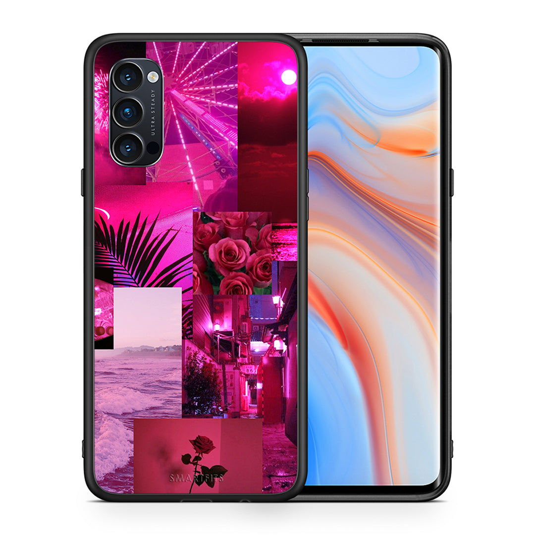 Θήκη Αγίου Βαλεντίνου Oppo Reno4 Pro 5G Collage Red Roses από τη Smartfits με σχέδιο στο πίσω μέρος και μαύρο περίβλημα | Oppo Reno4 Pro 5G Collage Red Roses case with colorful back and black bezels