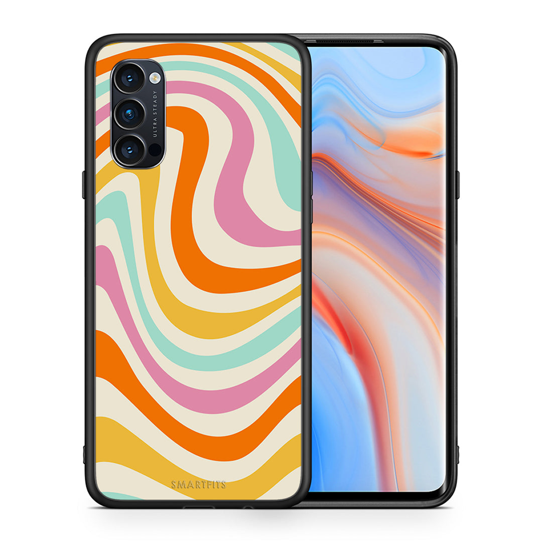 Θήκη Oppo Reno4 Pro 5G Colourful Waves από τη Smartfits με σχέδιο στο πίσω μέρος και μαύρο περίβλημα | Oppo Reno4 Pro 5G Colourful Waves case with colorful back and black bezels