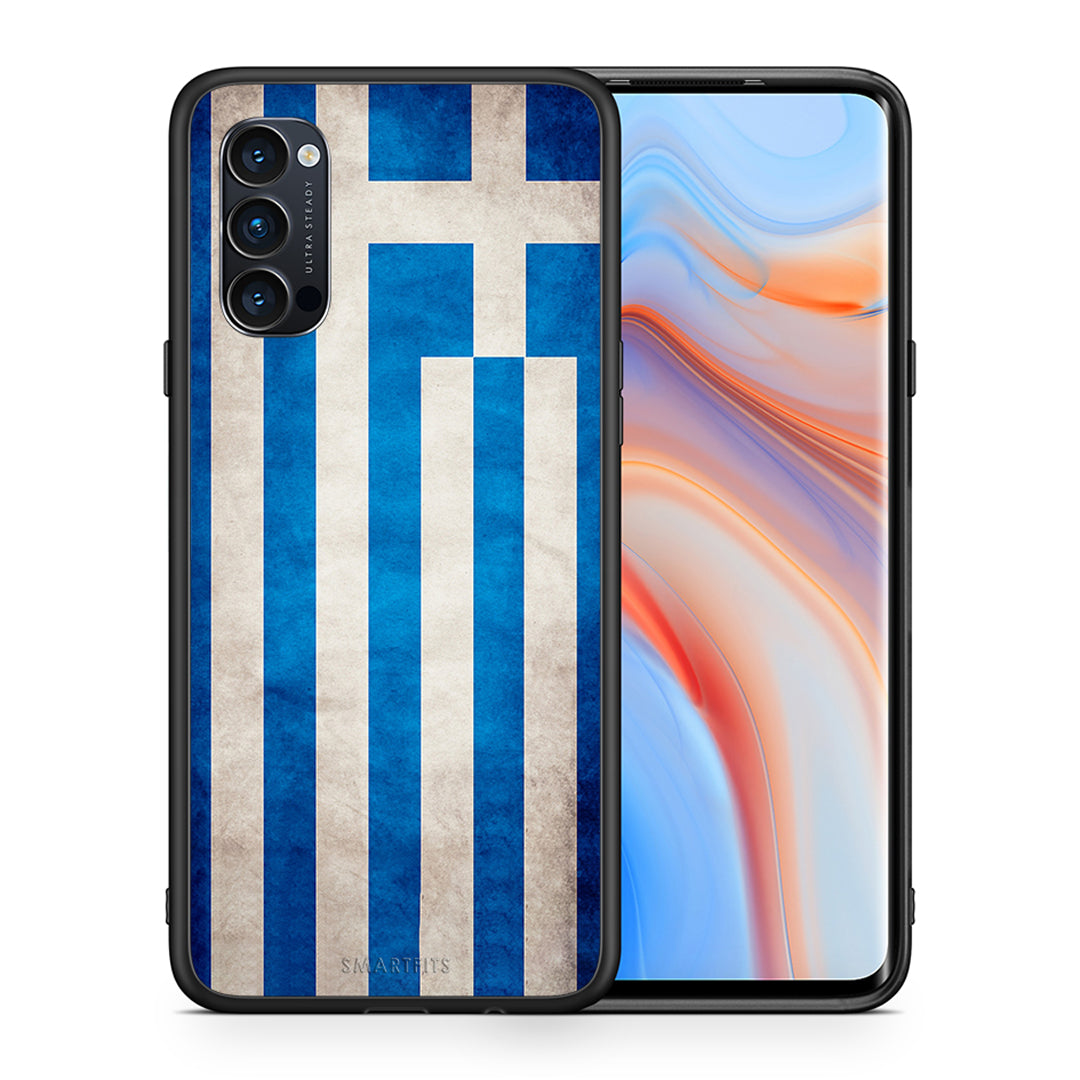 Θήκη Oppo Reno4 Pro 5G Greek Flag από τη Smartfits με σχέδιο στο πίσω μέρος και μαύρο περίβλημα | Oppo Reno4 Pro 5G Greek Flag case with colorful back and black bezels