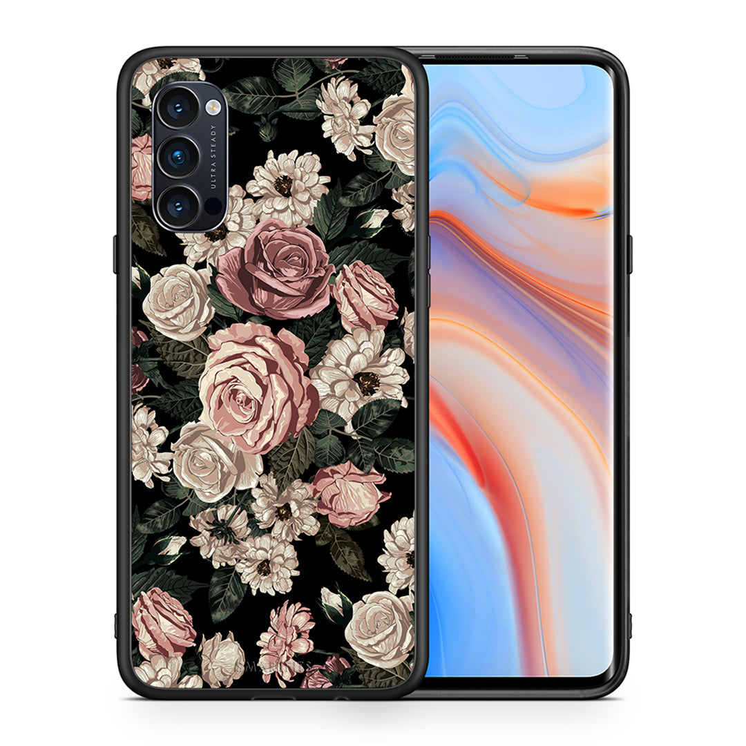 Θήκη Oppo Reno4 Pro 5G Wild Roses Flower από τη Smartfits με σχέδιο στο πίσω μέρος και μαύρο περίβλημα | Oppo Reno4 Pro 5G Wild Roses Flower case with colorful back and black bezels