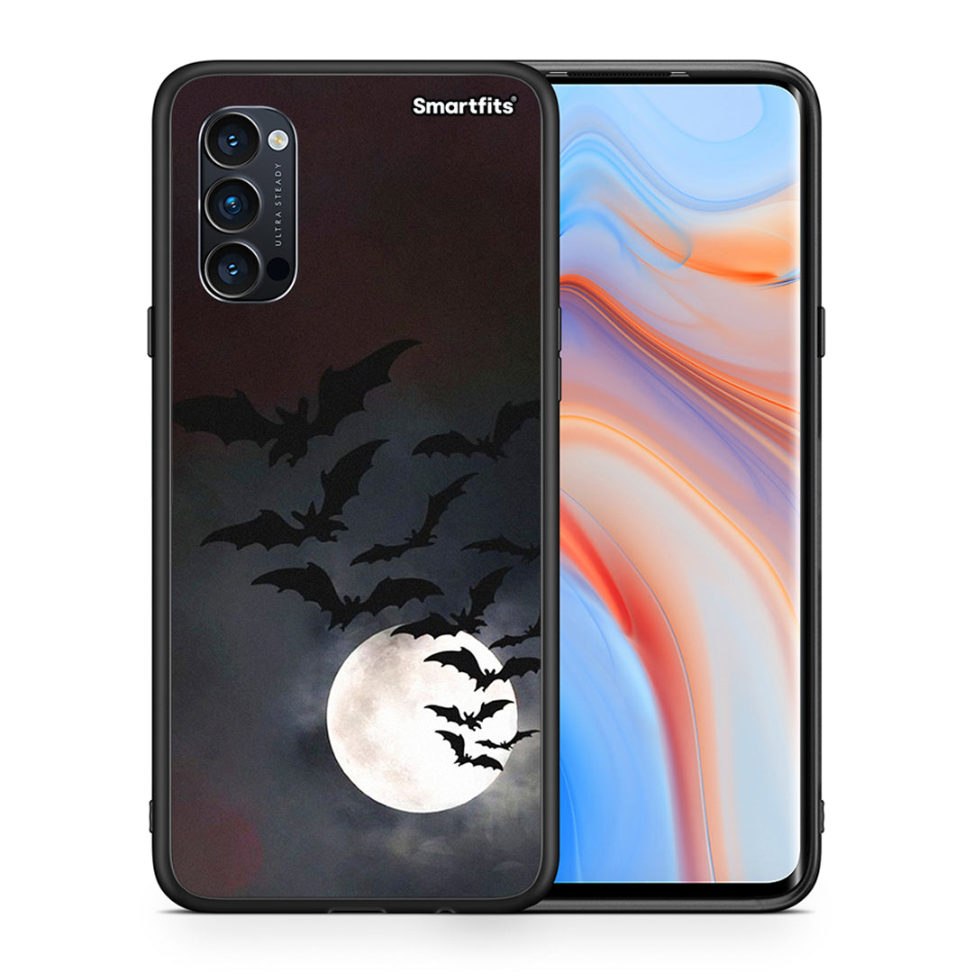 Θήκη Oppo Reno4 Pro 5G Halloween Bat Night από τη Smartfits με σχέδιο στο πίσω μέρος και μαύρο περίβλημα | Oppo Reno4 Pro 5G Halloween Bat Night case with colorful back and black bezels