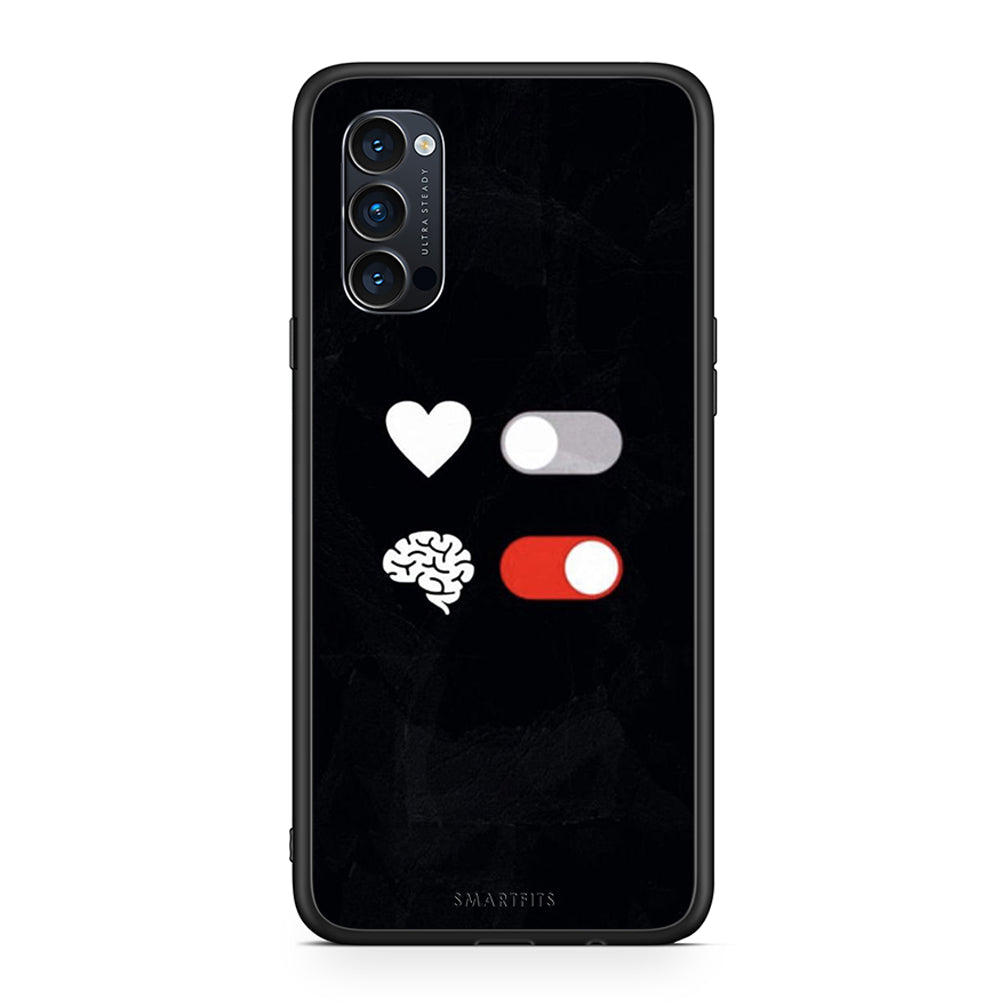 Oppo Reno4 Pro 5G Heart Vs Brain Θήκη Αγίου Βαλεντίνου από τη Smartfits με σχέδιο στο πίσω μέρος και μαύρο περίβλημα | Smartphone case with colorful back and black bezels by Smartfits