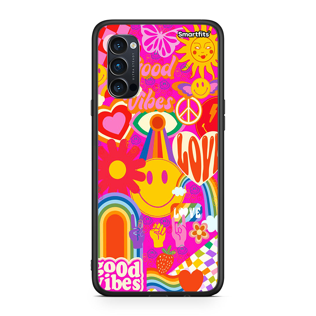 Oppo Reno4 Pro 5G Hippie Love θήκη από τη Smartfits με σχέδιο στο πίσω μέρος και μαύρο περίβλημα | Smartphone case with colorful back and black bezels by Smartfits