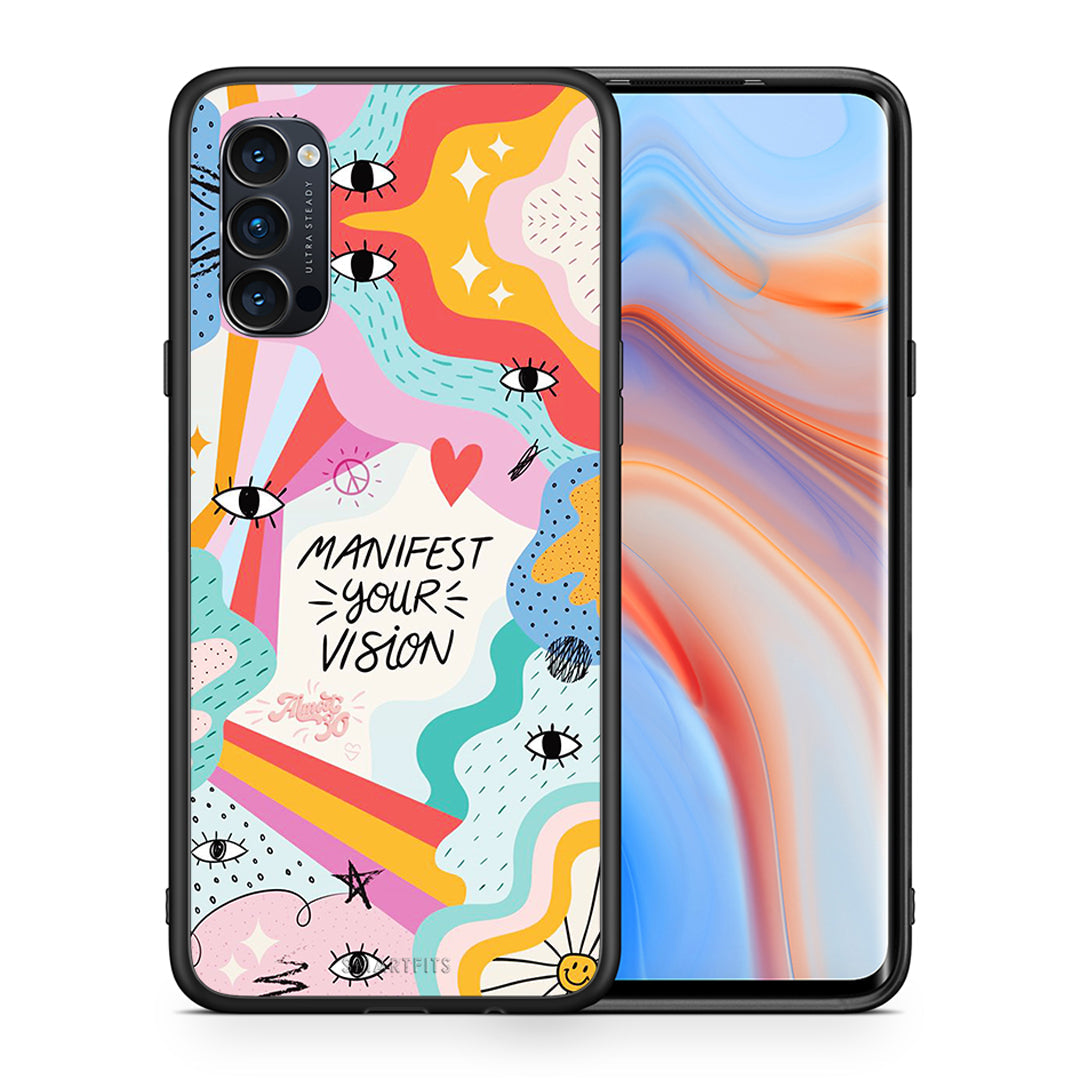 Θήκη Oppo Reno4 Pro 5G Manifest Your Vision από τη Smartfits με σχέδιο στο πίσω μέρος και μαύρο περίβλημα | Oppo Reno4 Pro 5G Manifest Your Vision case with colorful back and black bezels