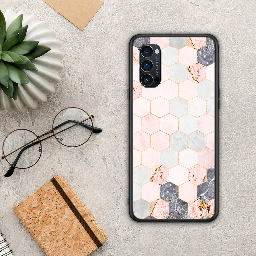 Marble Hexagon Pink - Oppo Reno4 Pro 5G case