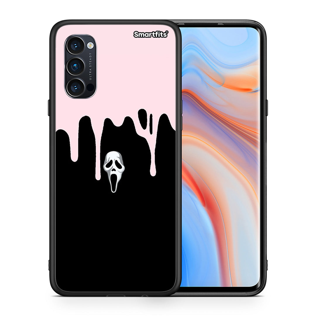 Θήκη Oppo Reno4 Pro 5G Melting Halloween Mask από τη Smartfits με σχέδιο στο πίσω μέρος και μαύρο περίβλημα | Oppo Reno4 Pro 5G Melting Halloween Mask case with colorful back and black bezels