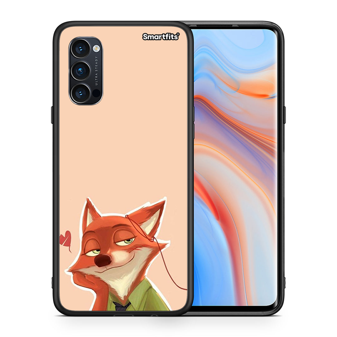 Θήκη Oppo Reno4 Pro 5G Nick Wilde And Judy Hopps Love 1 από τη Smartfits με σχέδιο στο πίσω μέρος και μαύρο περίβλημα | Oppo Reno4 Pro 5G Nick Wilde And Judy Hopps Love 1 case with colorful back and black bezels