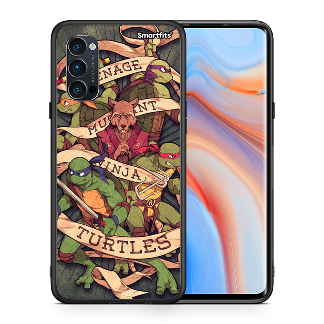 Θήκη Oppo Reno4 Pro 5G Ninja Turtles από τη Smartfits με σχέδιο στο πίσω μέρος και μαύρο περίβλημα | Oppo Reno4 Pro 5G Ninja Turtles case with colorful back and black bezels