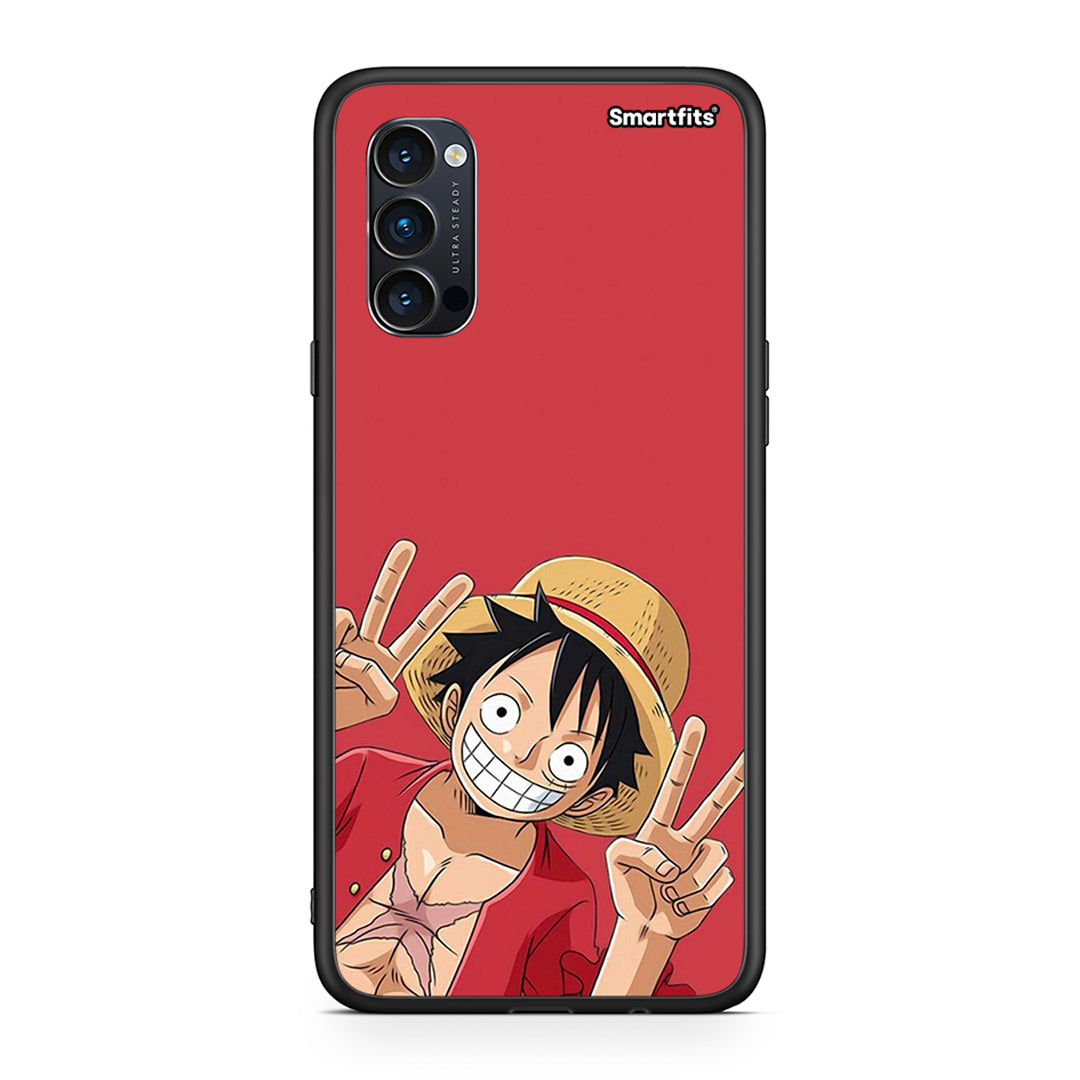 Oppo Reno4 Pro 5G Pirate Luffy θήκη από τη Smartfits με σχέδιο στο πίσω μέρος και μαύρο περίβλημα | Smartphone case with colorful back and black bezels by Smartfits