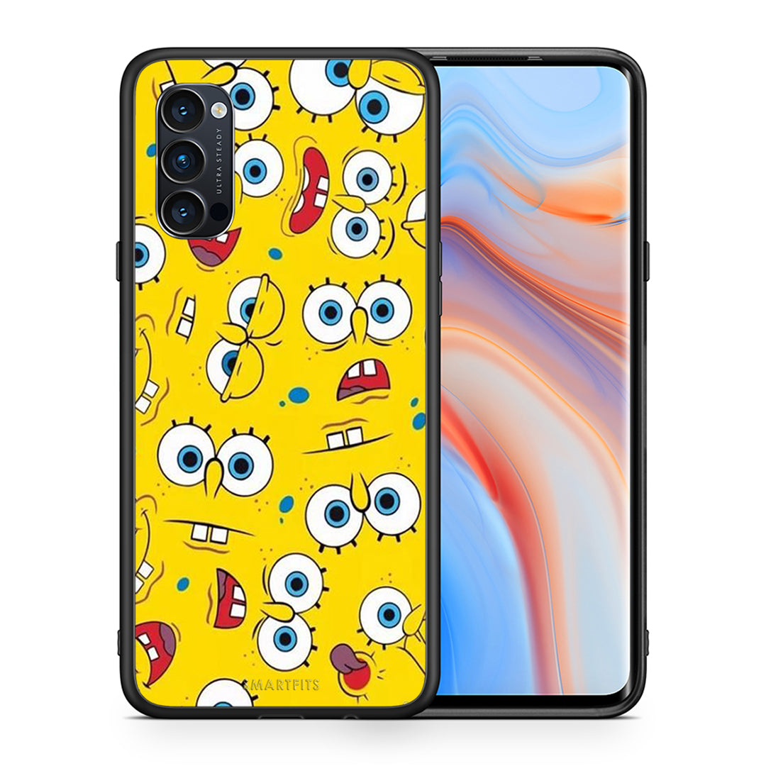 Θήκη Oppo Reno4 Pro 5G Sponge PopArt από τη Smartfits με σχέδιο στο πίσω μέρος και μαύρο περίβλημα | Oppo Reno4 Pro 5G Sponge PopArt case with colorful back and black bezels