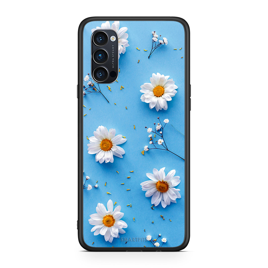 Oppo Reno4 Pro 5G Real Daisies θήκη από τη Smartfits με σχέδιο στο πίσω μέρος και μαύρο περίβλημα | Smartphone case with colorful back and black bezels by Smartfits