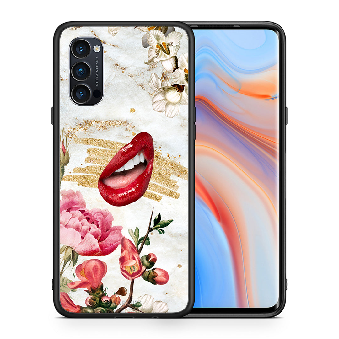 Θήκη Oppo Reno4 Pro 5G Red Lips από τη Smartfits με σχέδιο στο πίσω μέρος και μαύρο περίβλημα | Oppo Reno4 Pro 5G Red Lips case with colorful back and black bezels