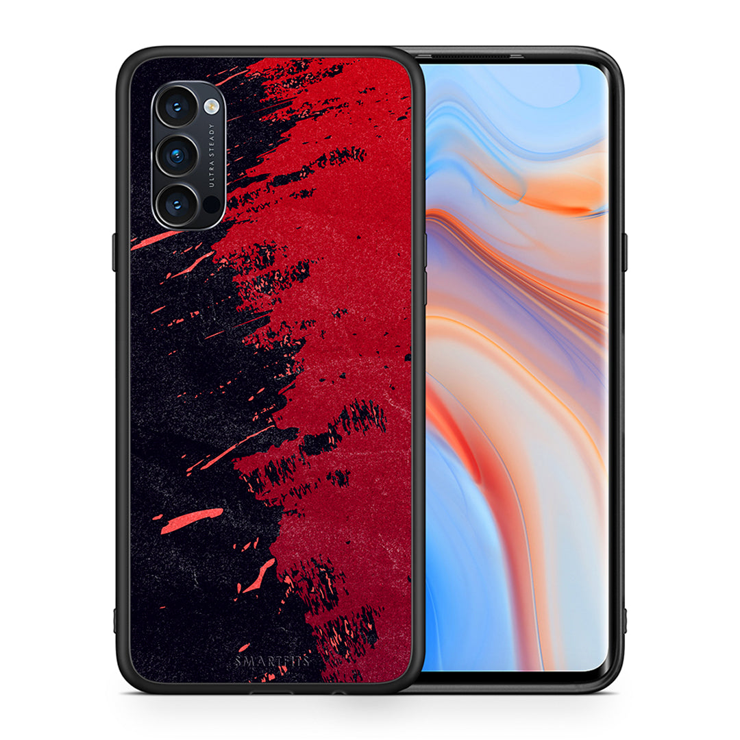 Θήκη Αγίου Βαλεντίνου Oppo Reno4 Pro 5G Red Paint από τη Smartfits με σχέδιο στο πίσω μέρος και μαύρο περίβλημα | Oppo Reno4 Pro 5G Red Paint case with colorful back and black bezels