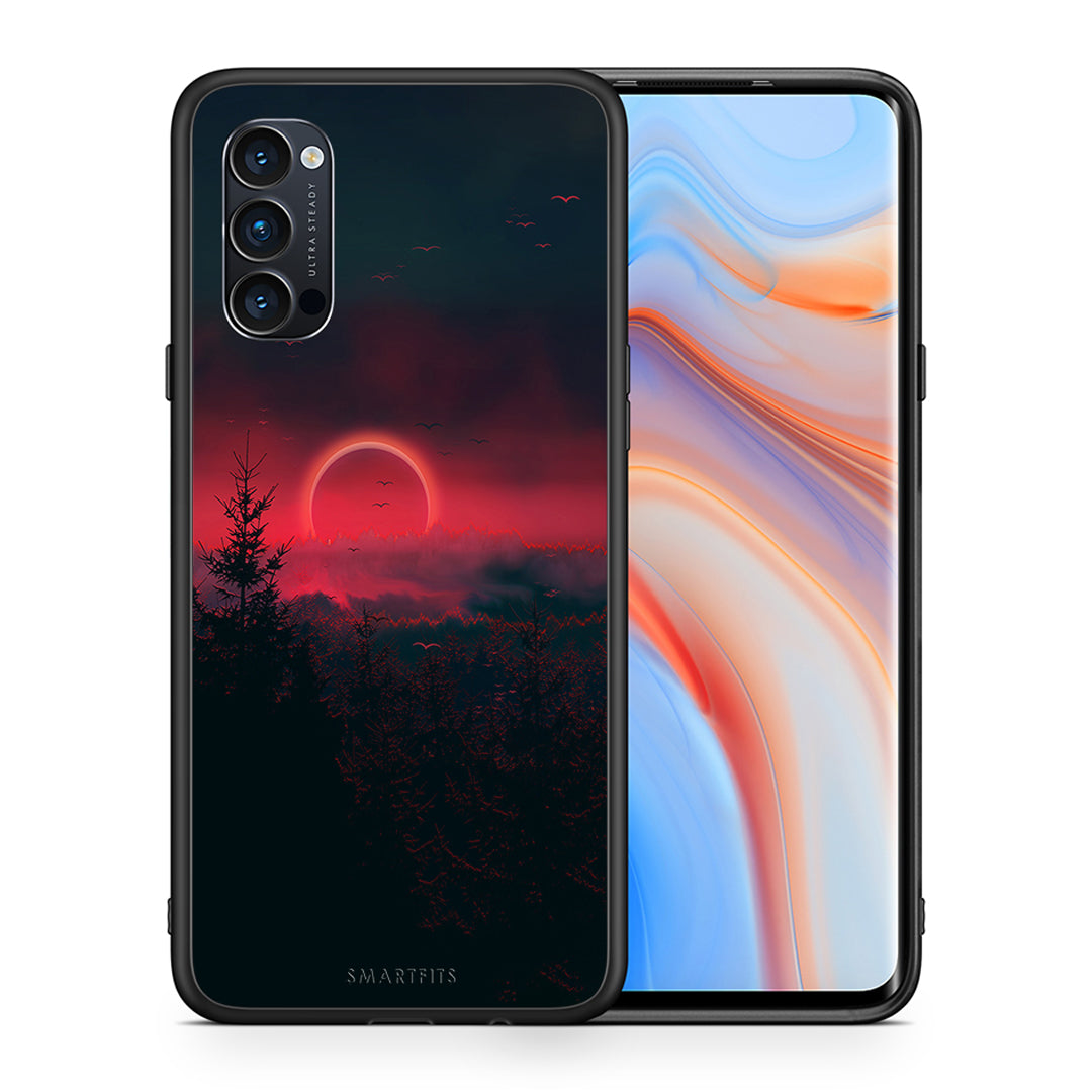 Θήκη Oppo Reno4 Pro 5G Sunset Tropic από τη Smartfits με σχέδιο στο πίσω μέρος και μαύρο περίβλημα | Oppo Reno4 Pro 5G Sunset Tropic case with colorful back and black bezels