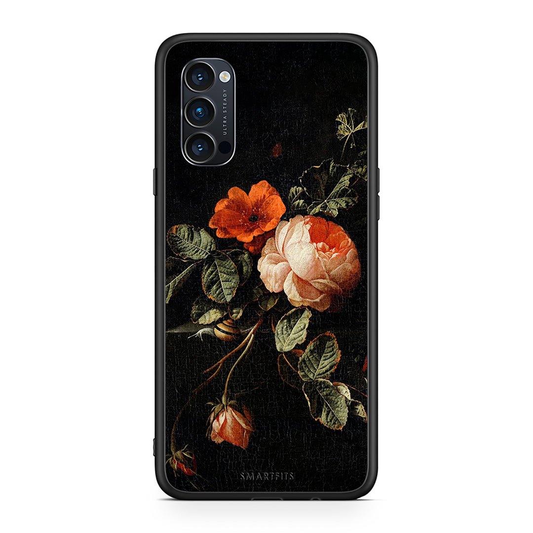 Oppo Reno4 Pro 5G Vintage Roses θήκη από τη Smartfits με σχέδιο στο πίσω μέρος και μαύρο περίβλημα | Smartphone case with colorful back and black bezels by Smartfits
