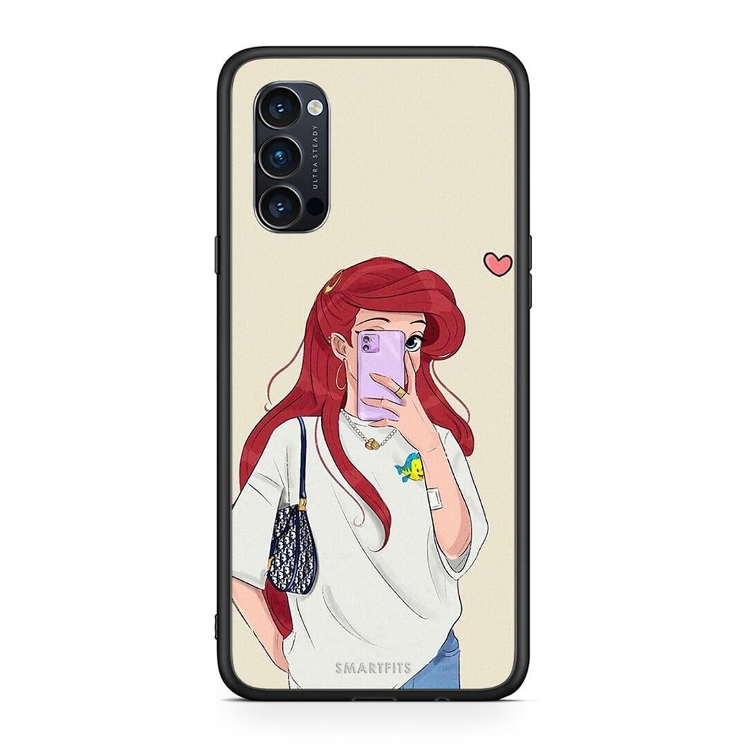 Oppo Reno4 Pro 5G Walking Mermaid Θήκη από τη Smartfits με σχέδιο στο πίσω μέρος και μαύρο περίβλημα | Smartphone case with colorful back and black bezels by Smartfits