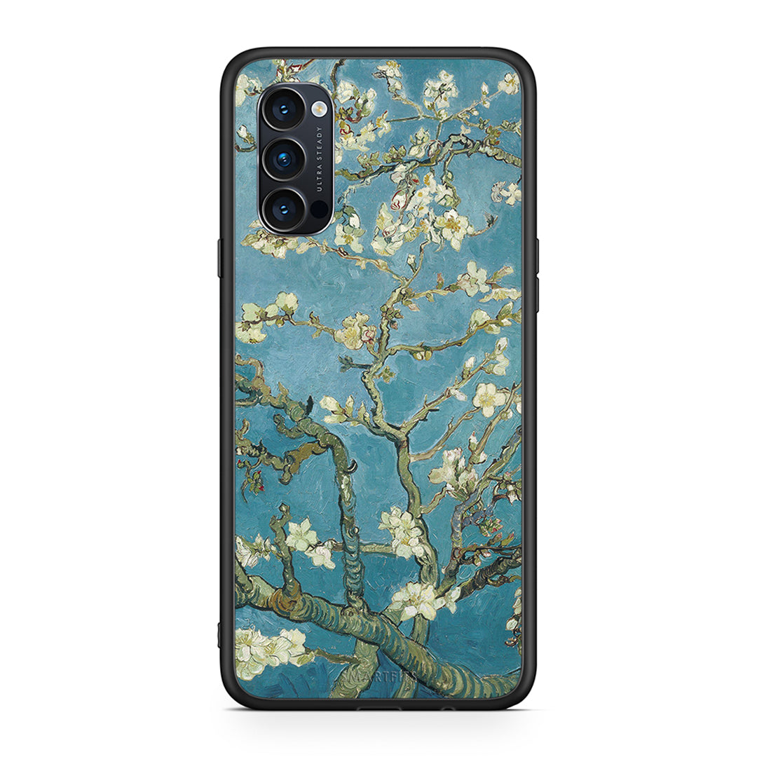 Oppo Reno4 Pro 5G White Blossoms θήκη από τη Smartfits με σχέδιο στο πίσω μέρος και μαύρο περίβλημα | Smartphone case with colorful back and black bezels by Smartfits