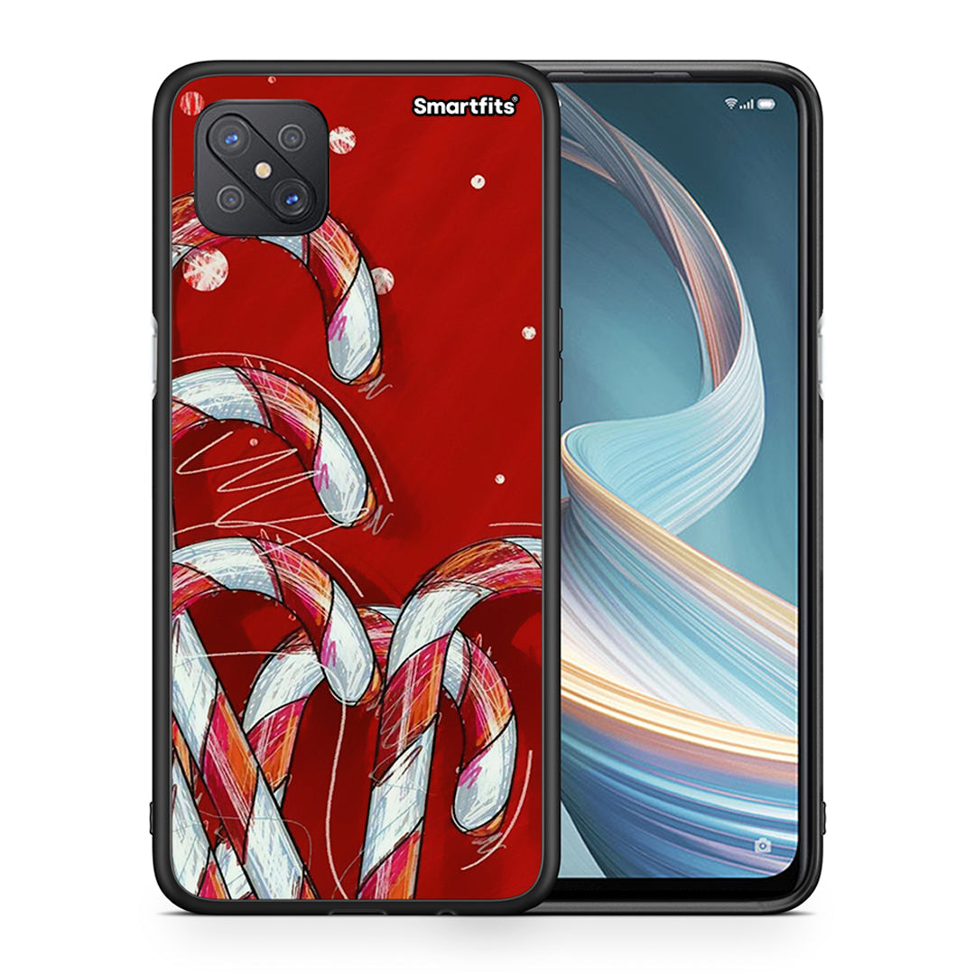 Θήκη Oppo Reno4 Z 5G Candy Cane από τη Smartfits με σχέδιο στο πίσω μέρος και μαύρο περίβλημα | Oppo Reno4 Z 5G Candy Cane case with colorful back and black bezels