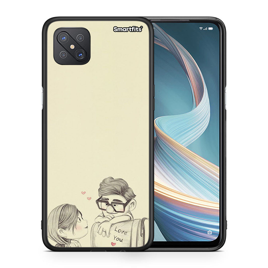 Θήκη Oppo Reno4 Z 5G Carl And Ellie από τη Smartfits με σχέδιο στο πίσω μέρος και μαύρο περίβλημα | Oppo Reno4 Z 5G Carl And Ellie case with colorful back and black bezels