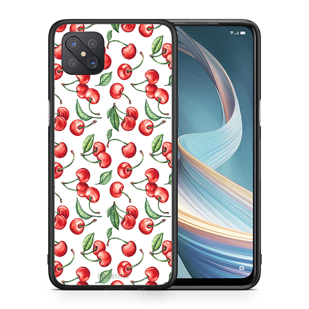 Θήκη Oppo Reno4 Z 5G Cherry Summer από τη Smartfits με σχέδιο στο πίσω μέρος και μαύρο περίβλημα | Oppo Reno4 Z 5G Cherry Summer case with colorful back and black bezels