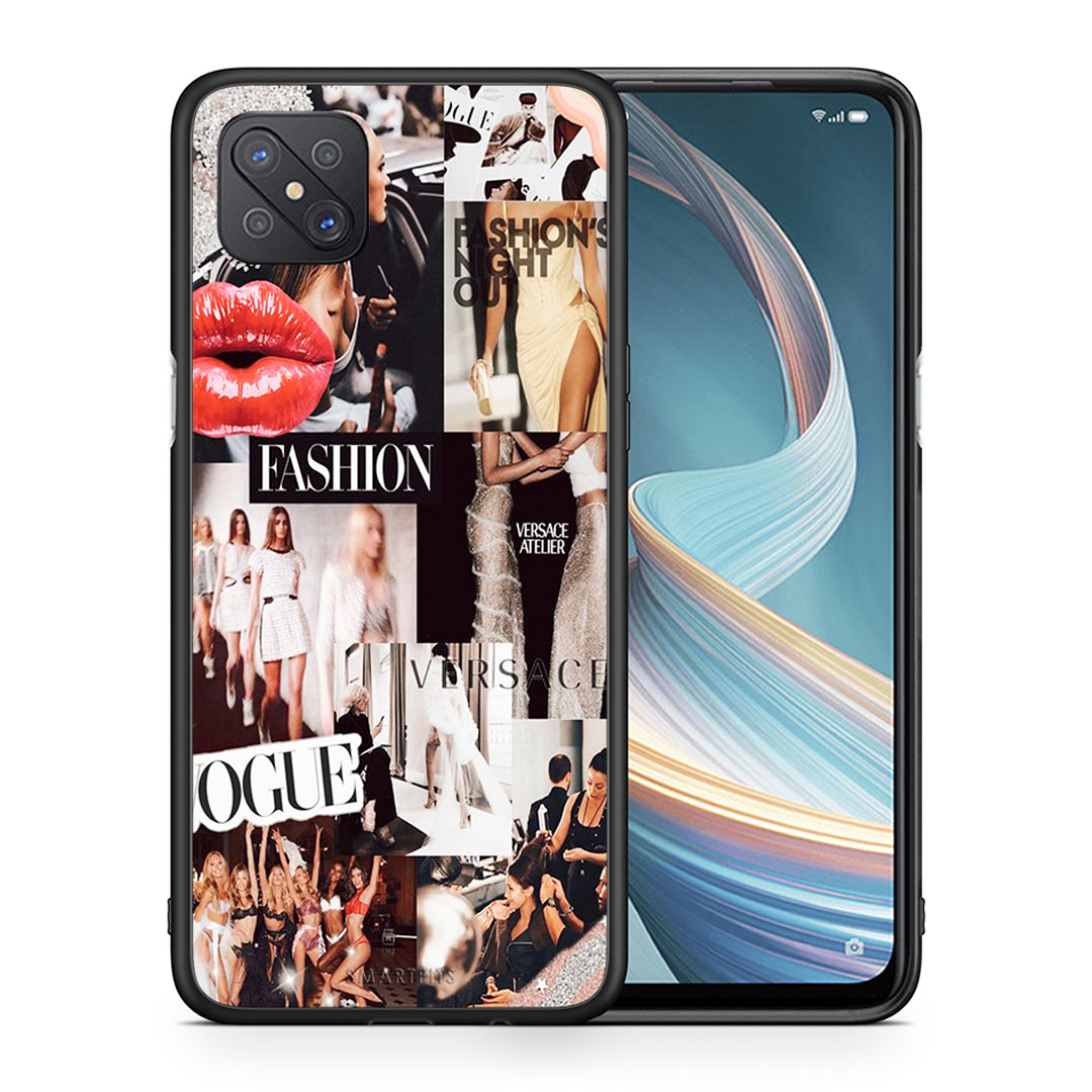 Θήκη Αγίου Βαλεντίνου Oppo Reno4 Z 5G Collage Fashion από τη Smartfits με σχέδιο στο πίσω μέρος και μαύρο περίβλημα | Oppo Reno4 Z 5G Collage Fashion case with colorful back and black bezels