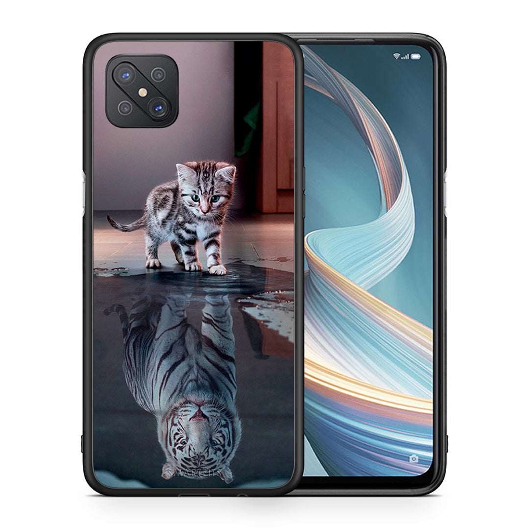 Θήκη Oppo Reno4 Z 5G Tiger Cute από τη Smartfits με σχέδιο στο πίσω μέρος και μαύρο περίβλημα | Oppo Reno4 Z 5G Tiger Cute case with colorful back and black bezels