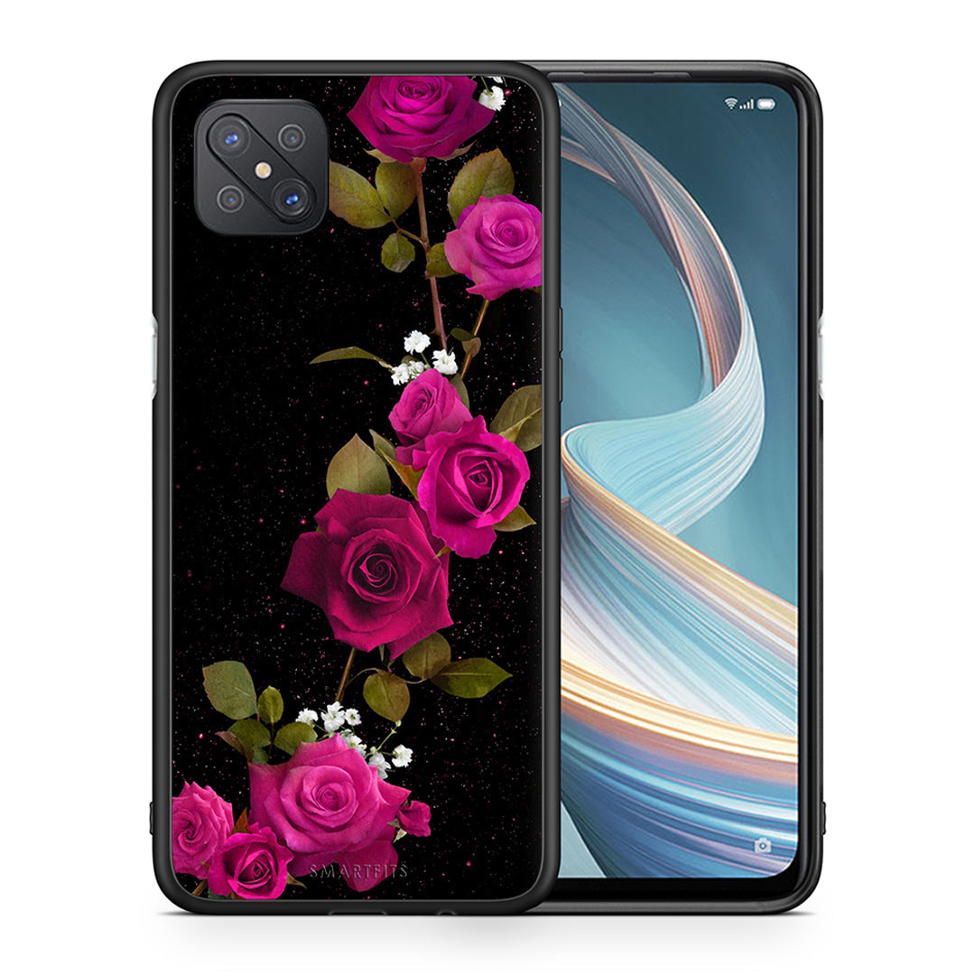 Θήκη Oppo Reno4 Z 5G Red Roses Flower από τη Smartfits με σχέδιο στο πίσω μέρος και μαύρο περίβλημα | Oppo Reno4 Z 5G Red Roses Flower case with colorful back and black bezels