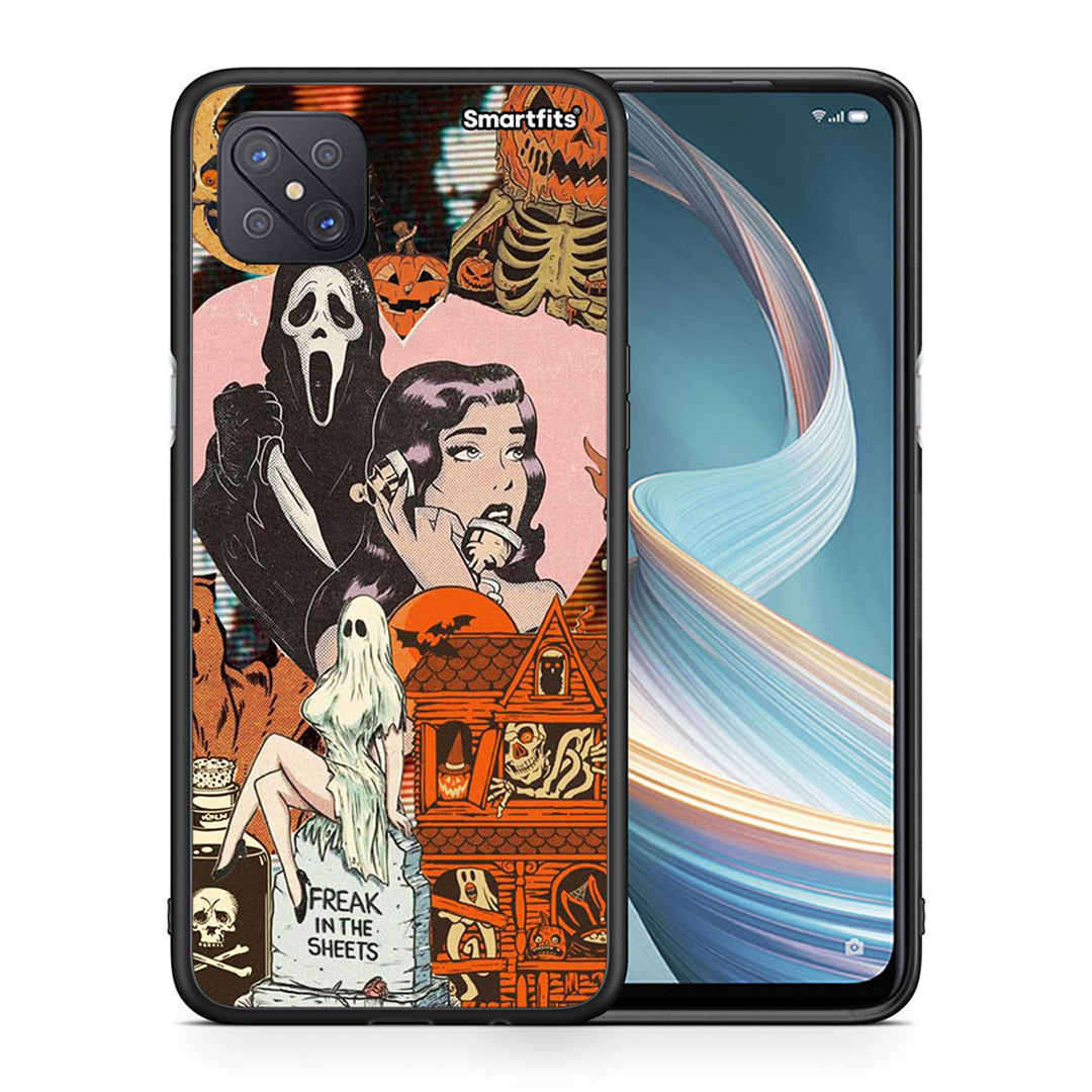 Θήκη Oppo Reno4 Z 5G Halloween Collage από τη Smartfits με σχέδιο στο πίσω μέρος και μαύρο περίβλημα | Oppo Reno4 Z 5G Halloween Collage case with colorful back and black bezels