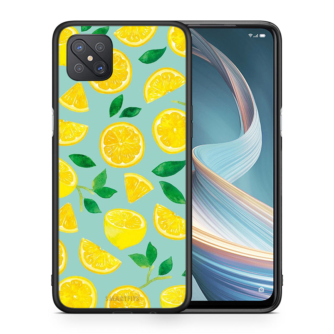 Θήκη Oppo Reno4 Z 5G Lemons από τη Smartfits με σχέδιο στο πίσω μέρος και μαύρο περίβλημα | Oppo Reno4 Z 5G Lemons case with colorful back and black bezels