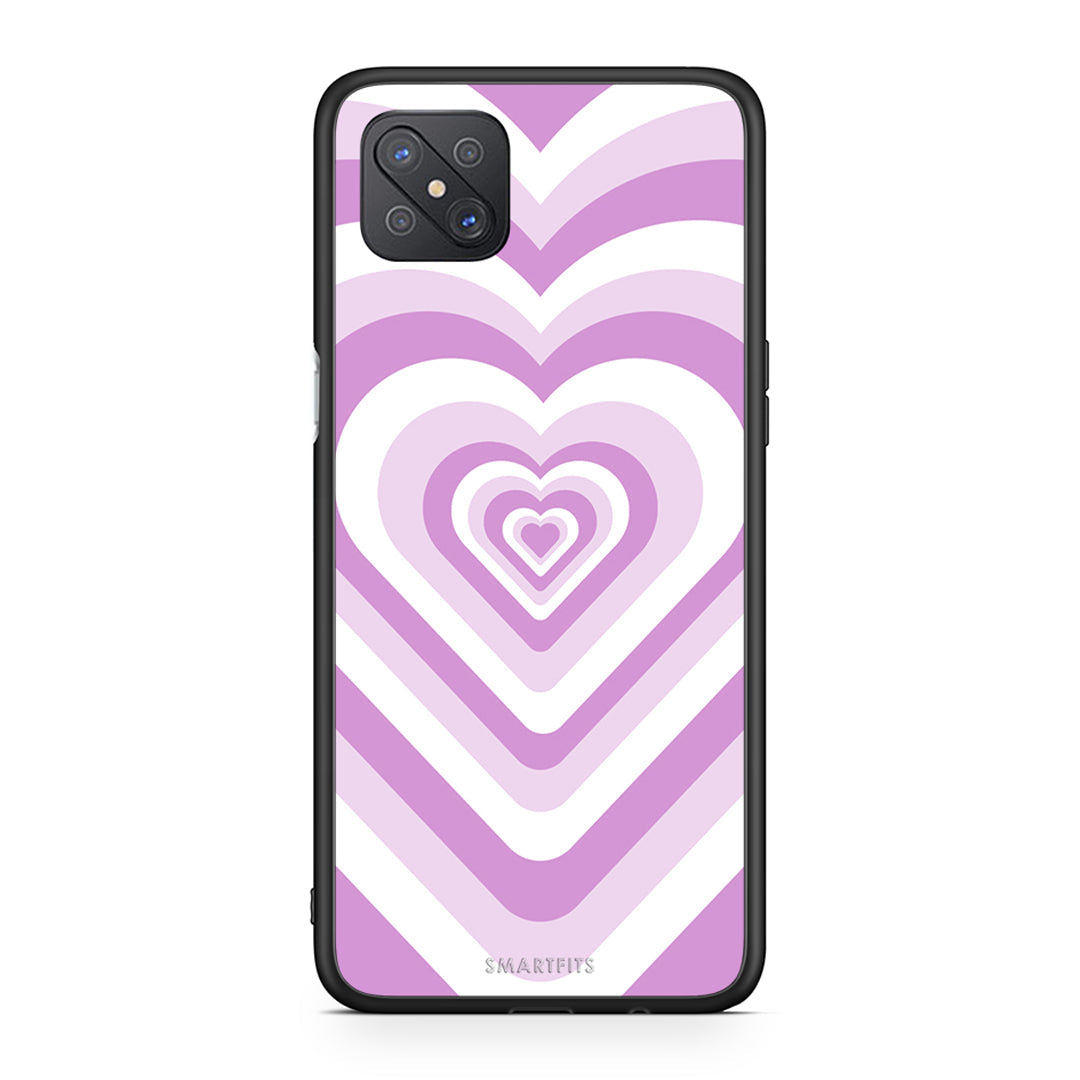 Oppo Reno4 Z 5G Lilac Hearts θήκη από τη Smartfits με σχέδιο στο πίσω μέρος και μαύρο περίβλημα | Smartphone case with colorful back and black bezels by Smartfits