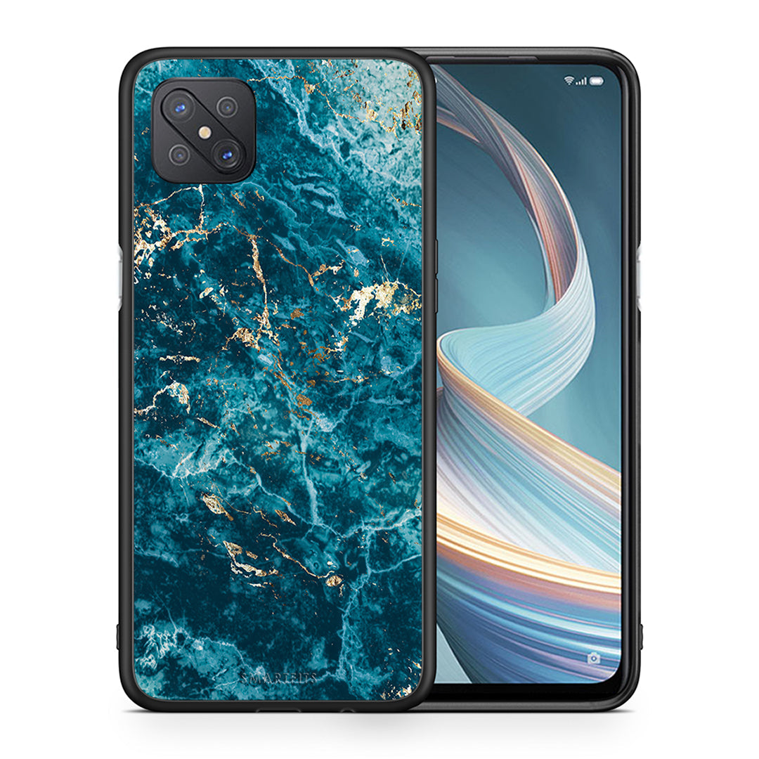 Θήκη Oppo Reno4 Z 5G Marble Blue από τη Smartfits με σχέδιο στο πίσω μέρος και μαύρο περίβλημα | Oppo Reno4 Z 5G Marble Blue case with colorful back and black bezels