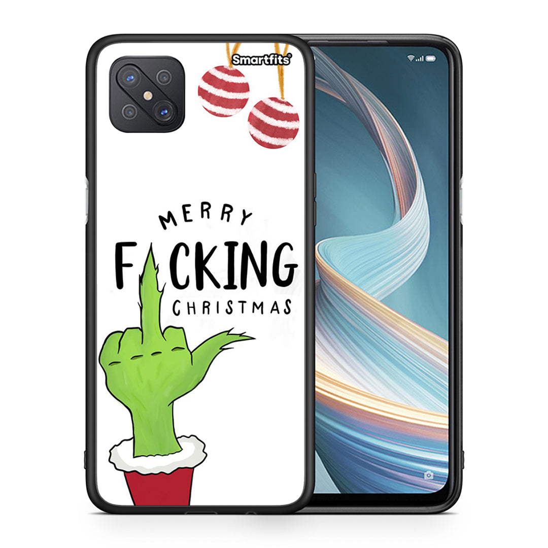 Θήκη Oppo Reno4 Z 5G Merry F Xmas από τη Smartfits με σχέδιο στο πίσω μέρος και μαύρο περίβλημα | Oppo Reno4 Z 5G Merry F Xmas case with colorful back and black bezels