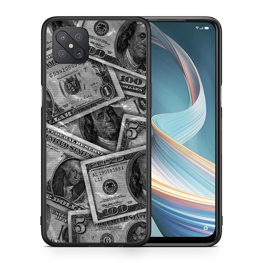 Θήκη Oppo Reno4 Z 5G Money Dollars από τη Smartfits με σχέδιο στο πίσω μέρος και μαύρο περίβλημα | Oppo Reno4 Z 5G Money Dollars case with colorful back and black bezels