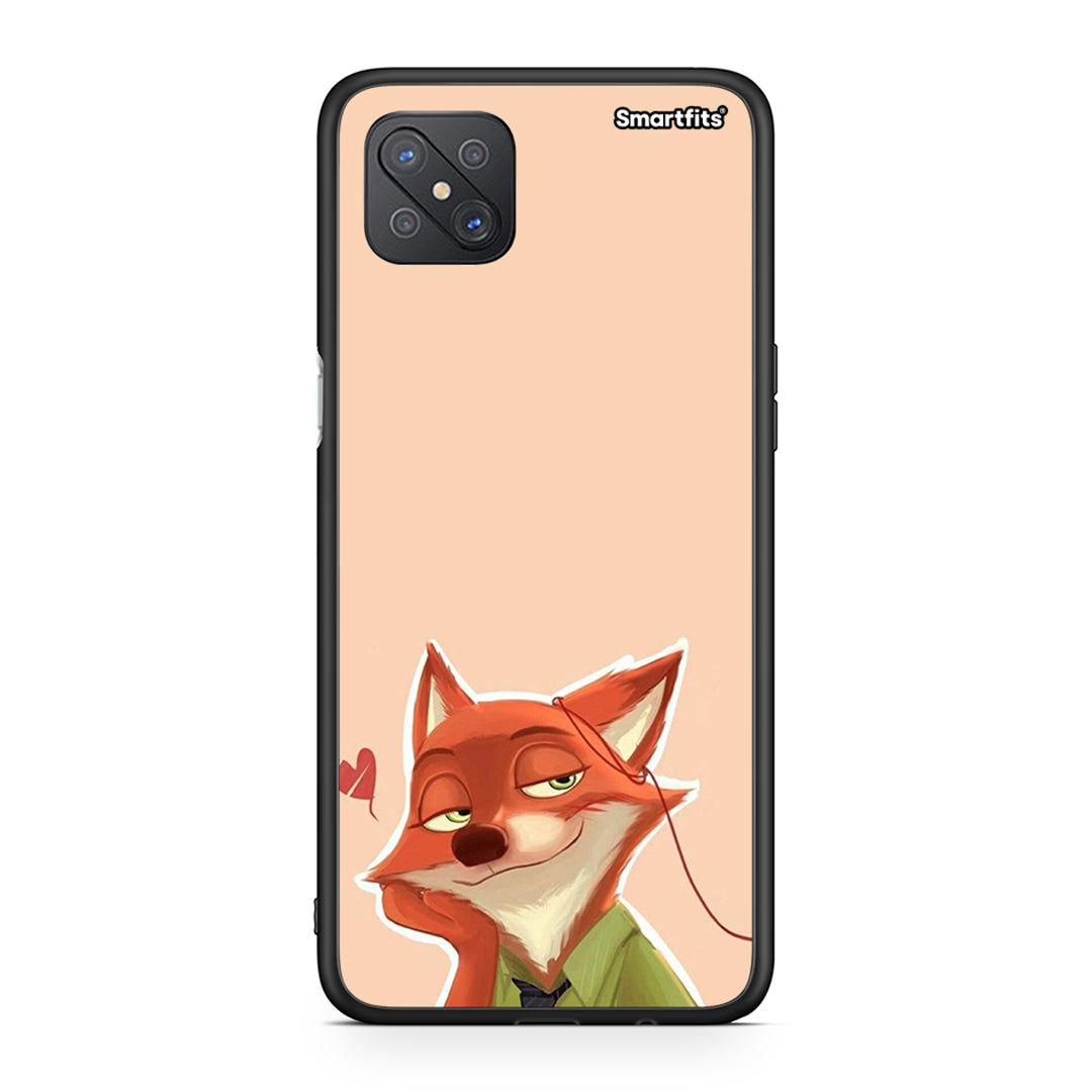 Oppo Reno4 Z 5G Nick Wilde And Judy Hopps Love 1 θήκη από τη Smartfits με σχέδιο στο πίσω μέρος και μαύρο περίβλημα | Smartphone case with colorful back and black bezels by Smartfits