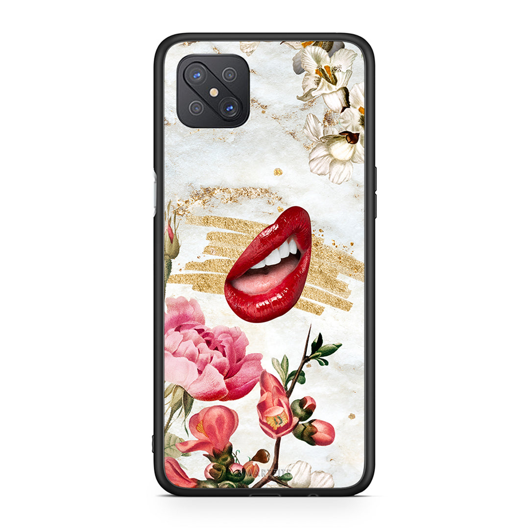 Oppo Reno4 Z 5G Red Lips θήκη από τη Smartfits με σχέδιο στο πίσω μέρος και μαύρο περίβλημα | Smartphone case with colorful back and black bezels by Smartfits