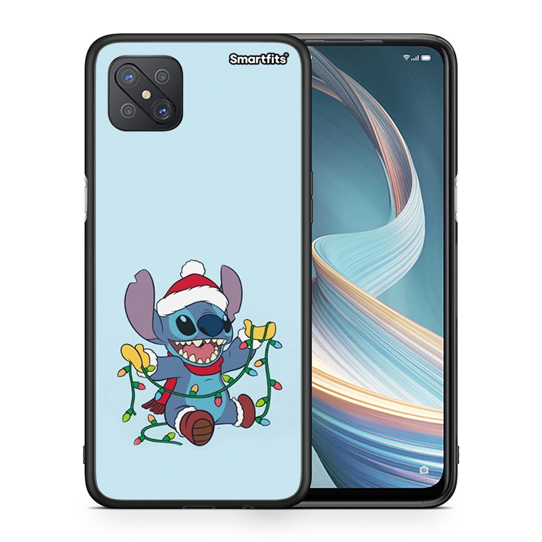 Θήκη Oppo Reno4 Z 5G Santa Stich από τη Smartfits με σχέδιο στο πίσω μέρος και μαύρο περίβλημα | Oppo Reno4 Z 5G Santa Stich case with colorful back and black bezels