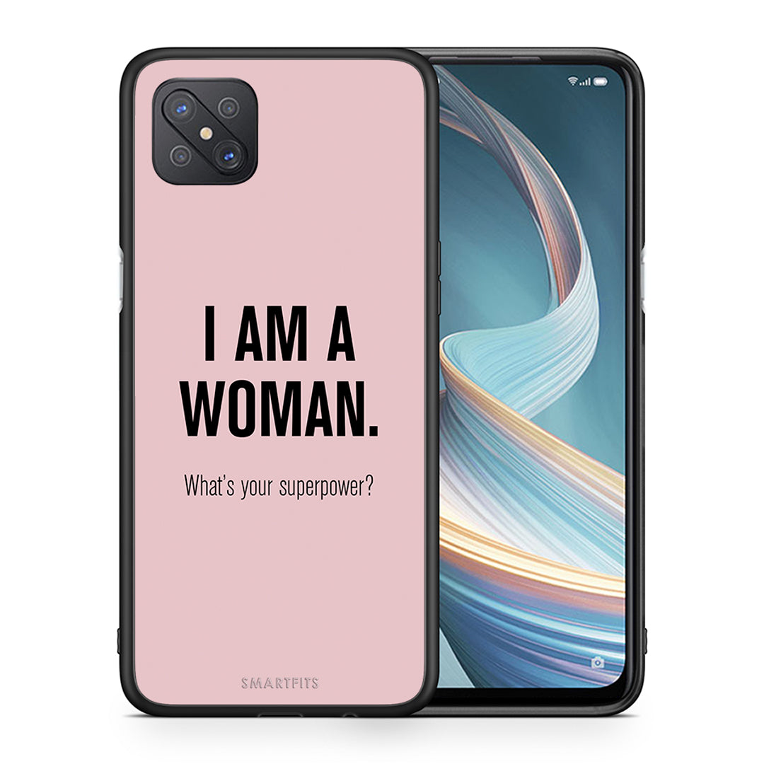 Θήκη Oppo Reno4 Z 5G Superpower Woman από τη Smartfits με σχέδιο στο πίσω μέρος και μαύρο περίβλημα | Oppo Reno4 Z 5G Superpower Woman case with colorful back and black bezels