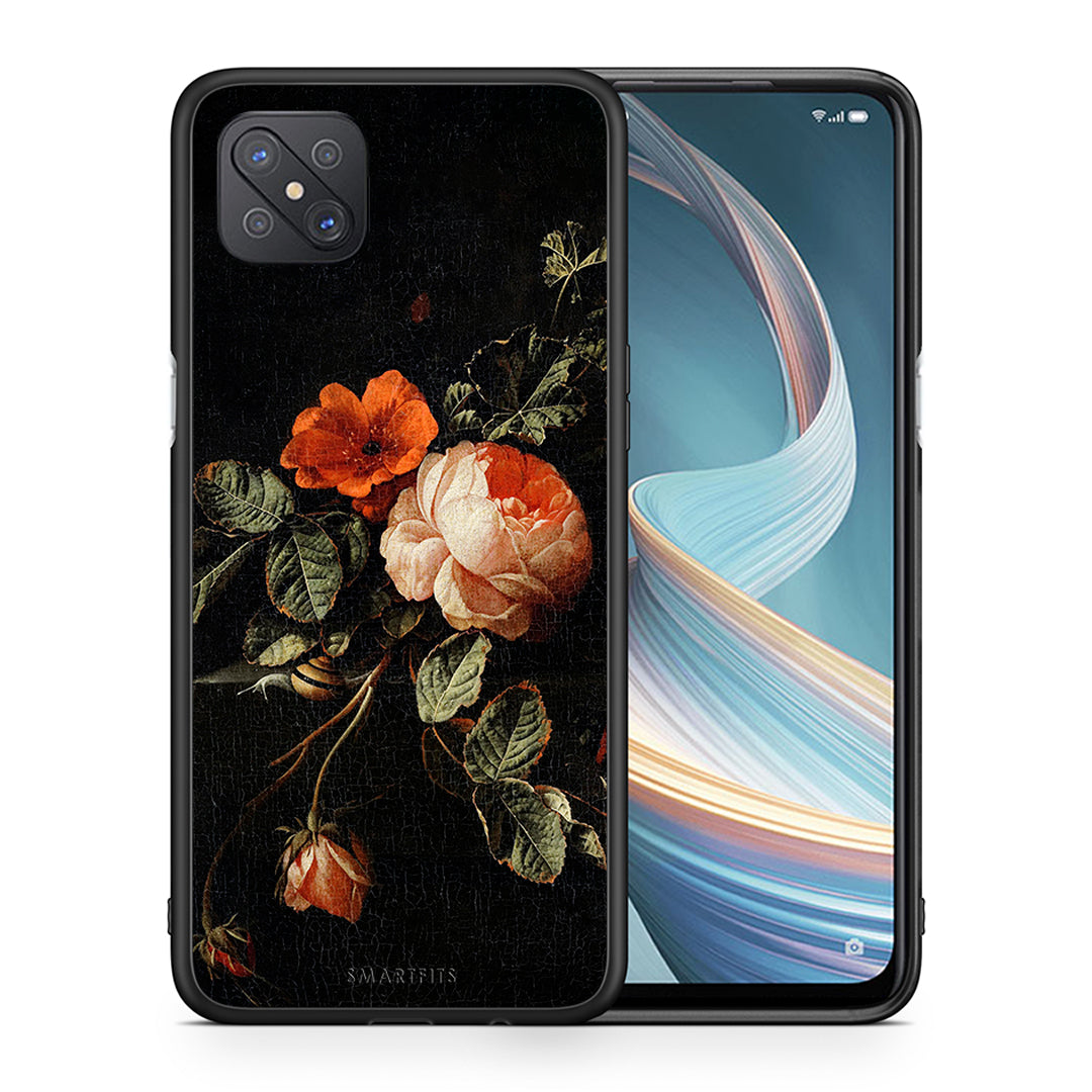 Θήκη Oppo Reno4 Z 5G Vintage Roses από τη Smartfits με σχέδιο στο πίσω μέρος και μαύρο περίβλημα | Oppo Reno4 Z 5G Vintage Roses case with colorful back and black bezels