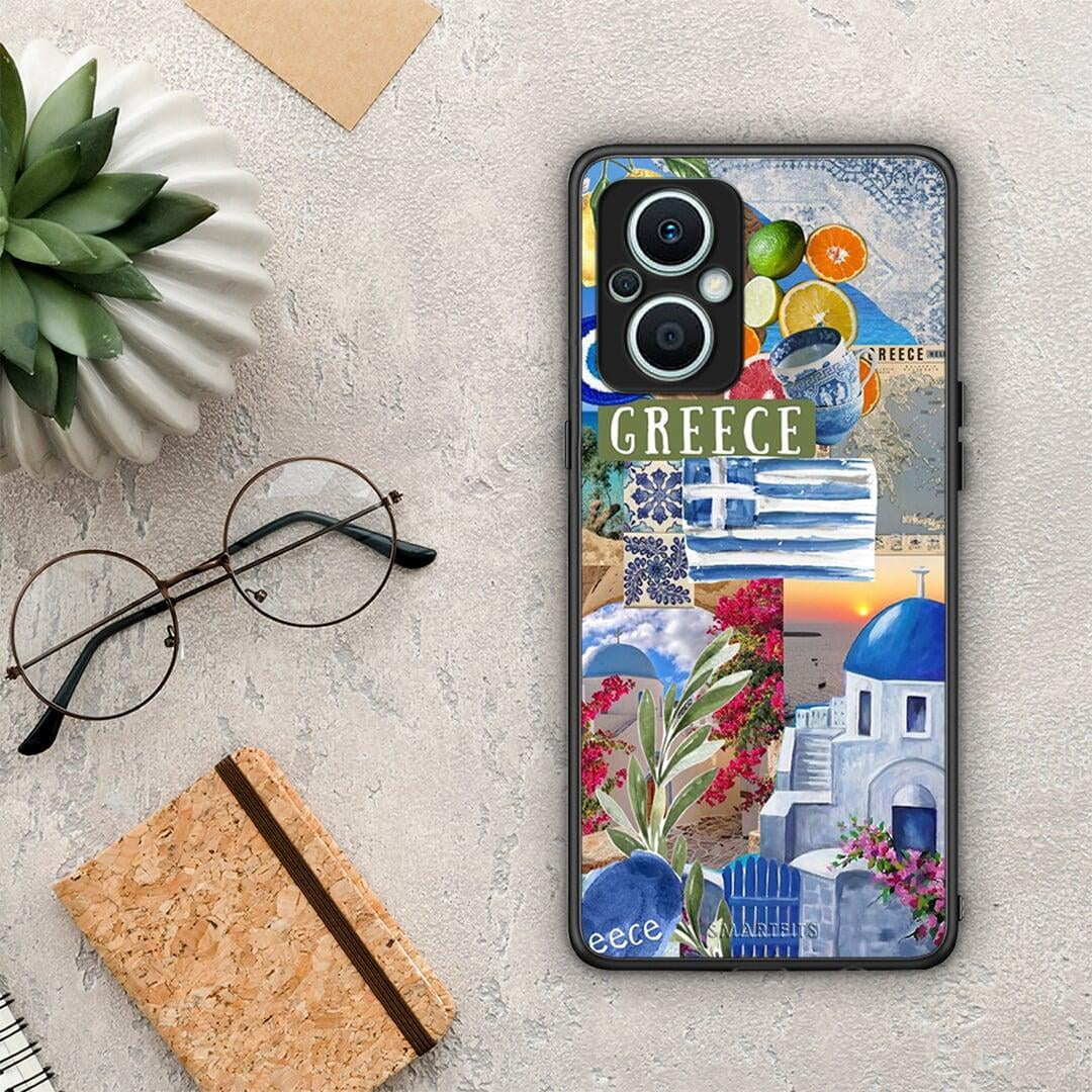 Θήκη Oppo Reno7 Lite All Greek από τη Smartfits με σχέδιο στο πίσω μέρος και μαύρο περίβλημα | Oppo Reno7 Lite All Greek Case with Colorful Back and Black Bezels