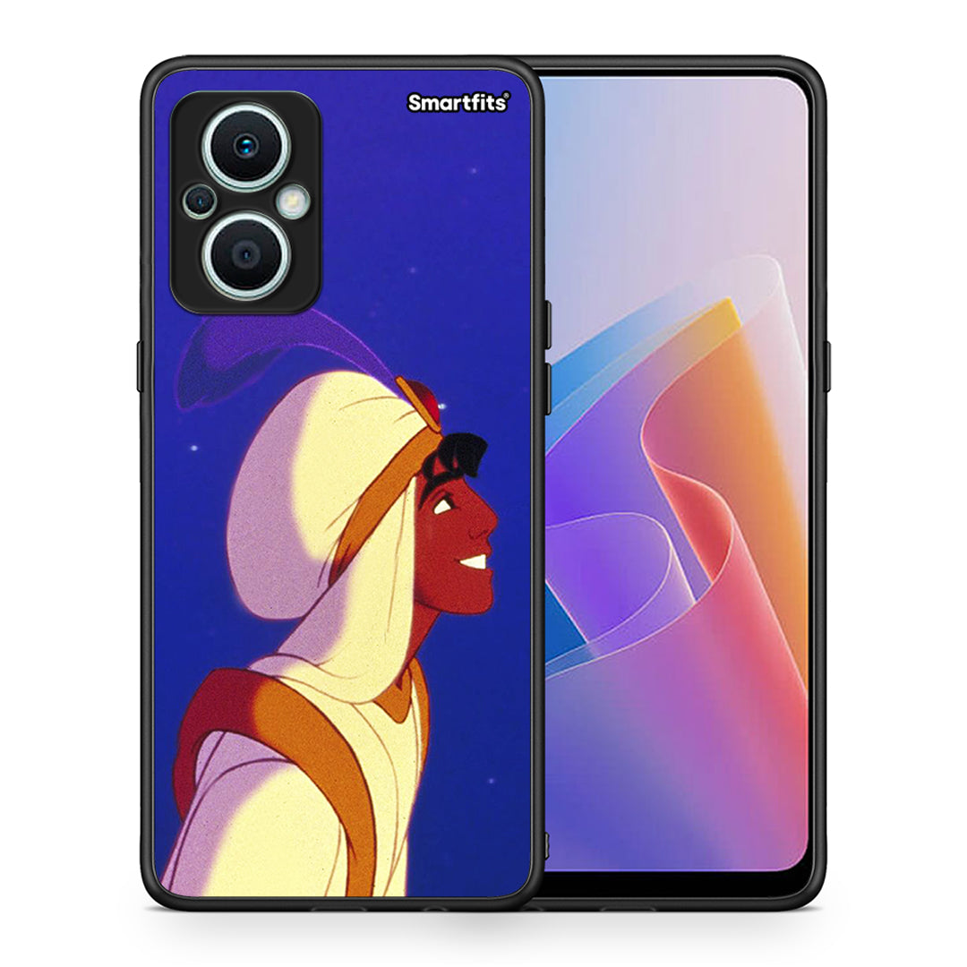 Θήκη Oppo Reno7 Lite Alladin And Jasmine Love 1 από τη Smartfits με σχέδιο στο πίσω μέρος και μαύρο περίβλημα | Oppo Reno7 Lite Alladin And Jasmine Love 1 Case with Colorful Back and Black Bezels