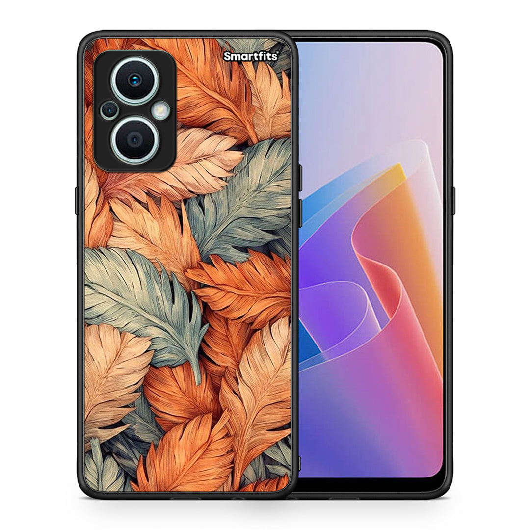 Θήκη Oppo Reno7 Lite Autumn Leaves από τη Smartfits με σχέδιο στο πίσω μέρος και μαύρο περίβλημα | Oppo Reno7 Lite Autumn Leaves Case with Colorful Back and Black Bezels