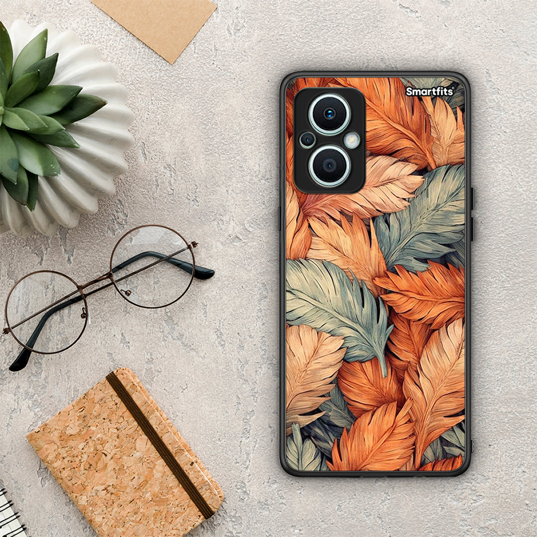 Θήκη Oppo Reno7 Lite Autumn Leaves από τη Smartfits με σχέδιο στο πίσω μέρος και μαύρο περίβλημα | Oppo Reno7 Lite Autumn Leaves Case with Colorful Back and Black Bezels