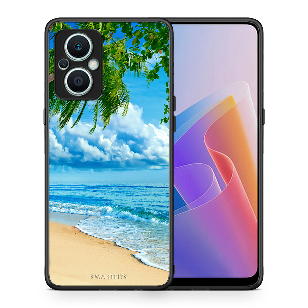 Θήκη Oppo Reno7 Lite Beautiful Beach από τη Smartfits με σχέδιο στο πίσω μέρος και μαύρο περίβλημα | Oppo Reno7 Lite Beautiful Beach Case with Colorful Back and Black Bezels