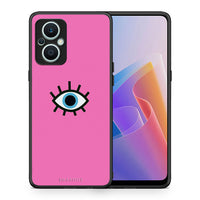 Thumbnail for Θήκη Oppo Reno7 Lite Blue Eye Pink από τη Smartfits με σχέδιο στο πίσω μέρος και μαύρο περίβλημα | Oppo Reno7 Lite Blue Eye Pink Case with Colorful Back and Black Bezels