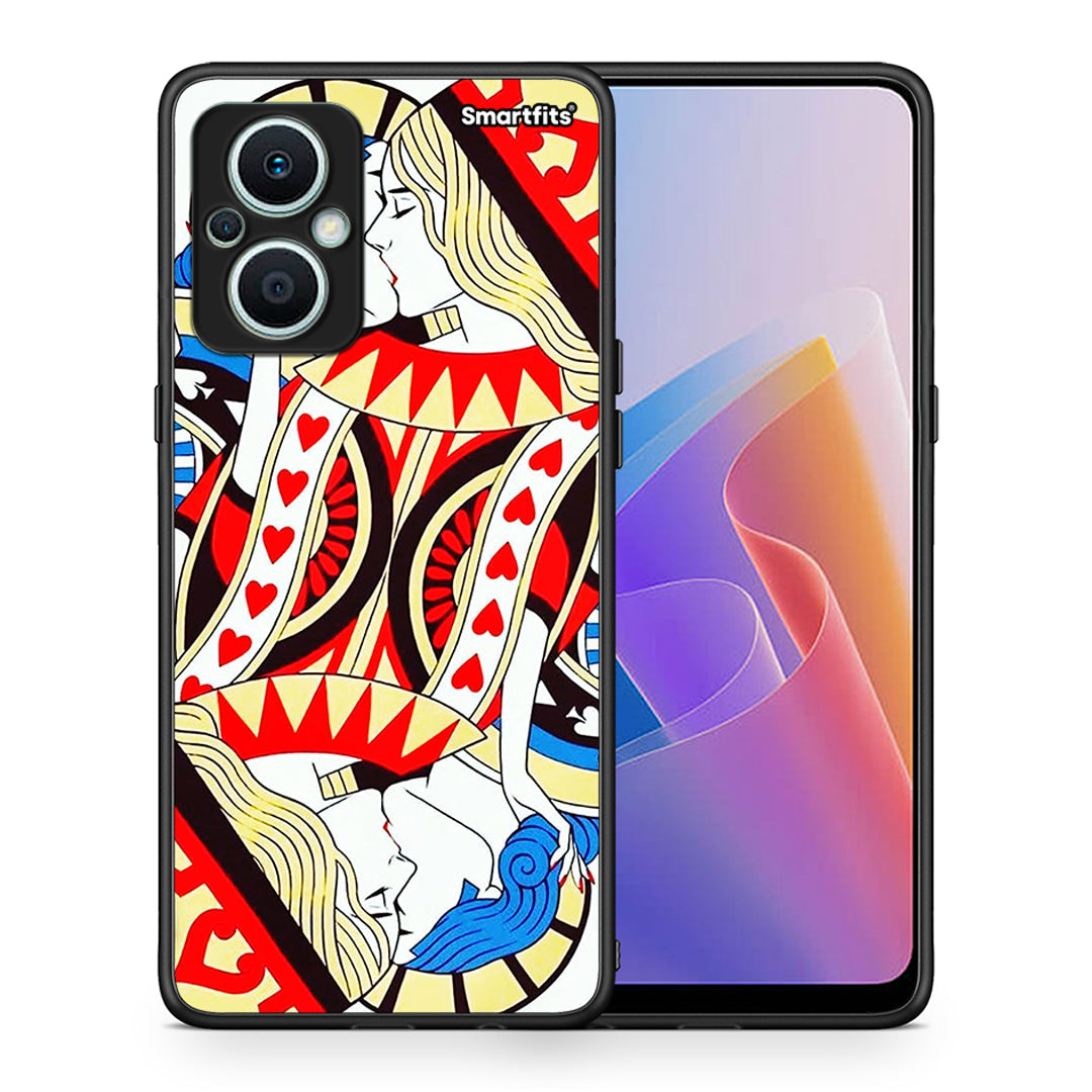 Θήκη Oppo Reno7 Lite Card Love από τη Smartfits με σχέδιο στο πίσω μέρος και μαύρο περίβλημα | Oppo Reno7 Lite Card Love Case with Colorful Back and Black Bezels