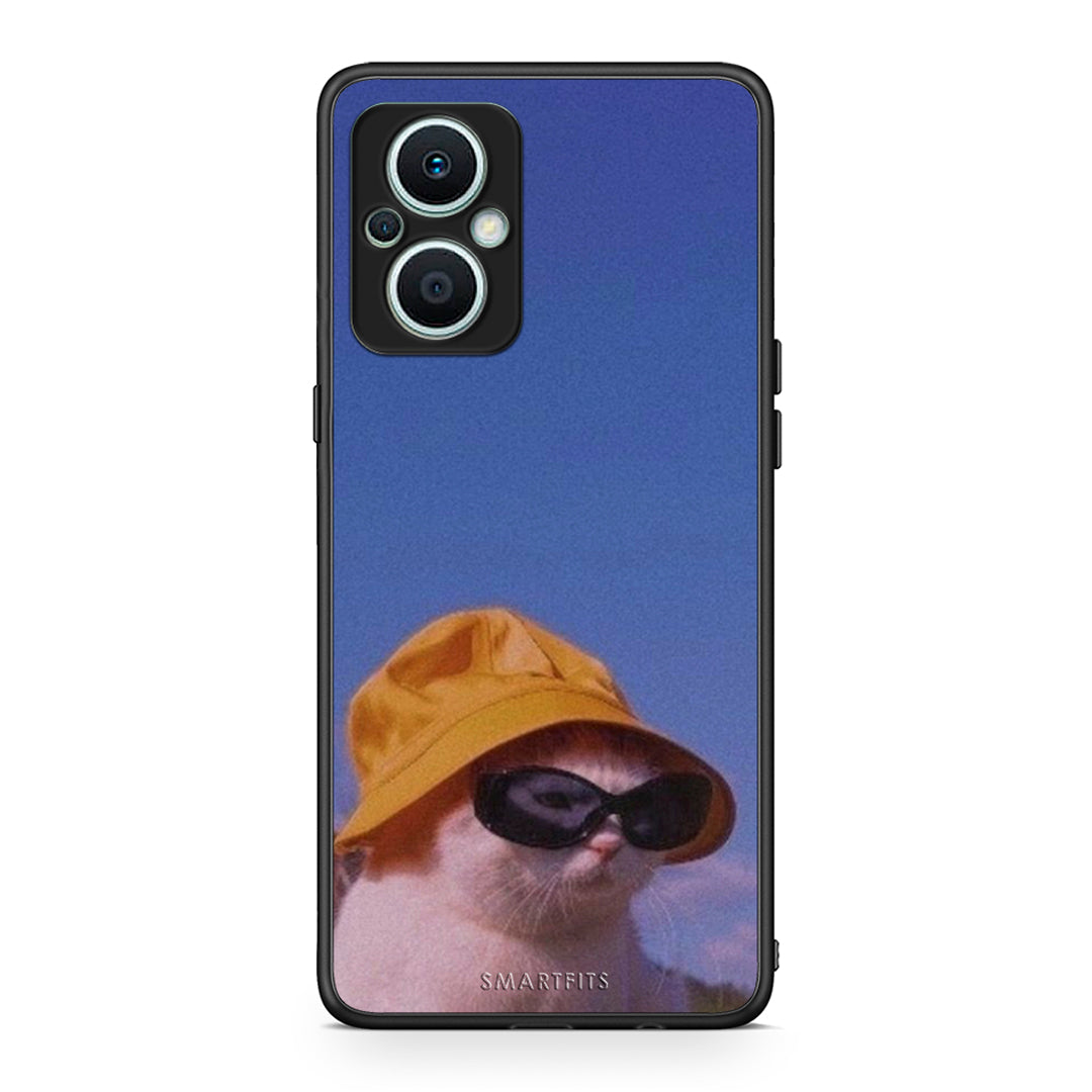 Θήκη Oppo Reno7 Lite Cat Diva από τη Smartfits με σχέδιο στο πίσω μέρος και μαύρο περίβλημα | Oppo Reno7 Lite Cat Diva Case with Colorful Back and Black Bezels